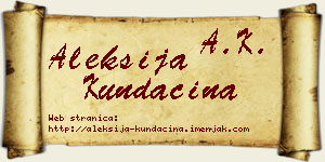 Aleksija Kundačina vizit kartica